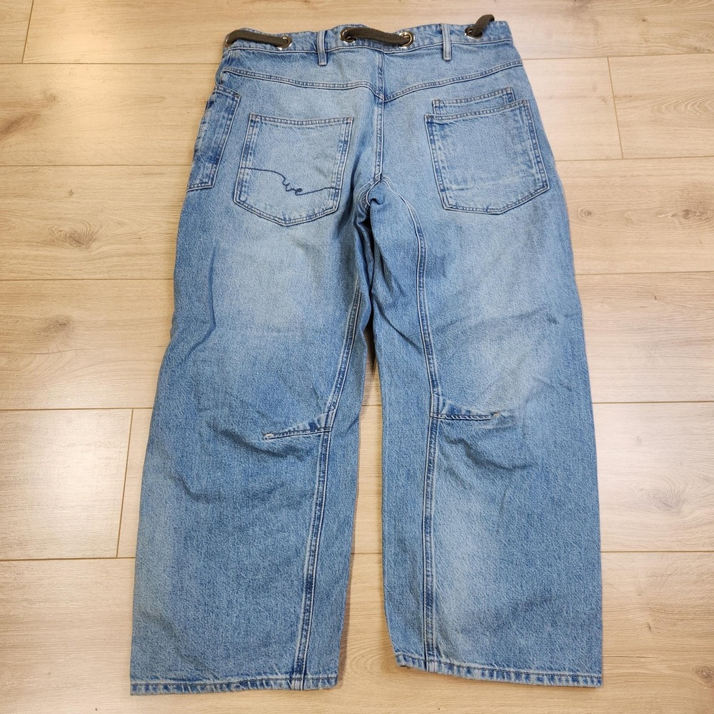 We The Free Moxie Barrel Jeans Womens 31 Blue High Rise Patchwork Wide Leg - Picture 2 of 10